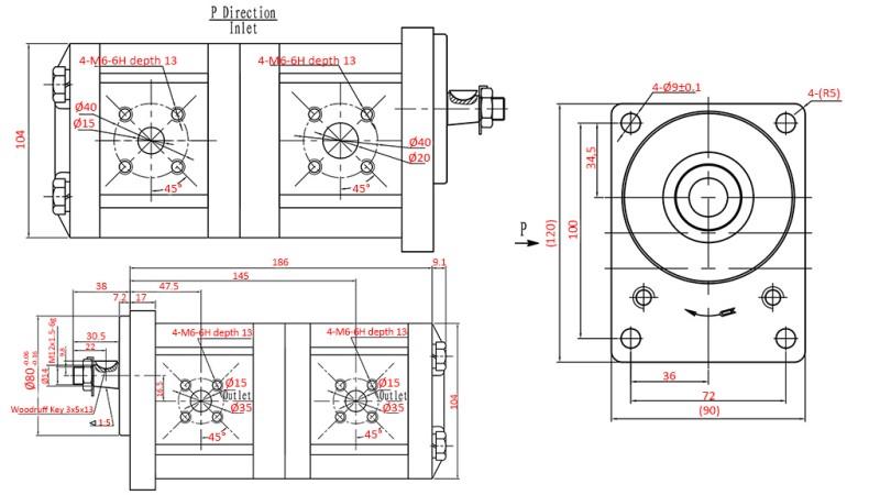 HYDRAULICKÉ ČERPADLO TRAKTOR - 22C16X158/6.3X161 